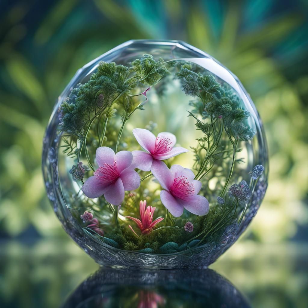 Kew Gardens  contained inside a glass