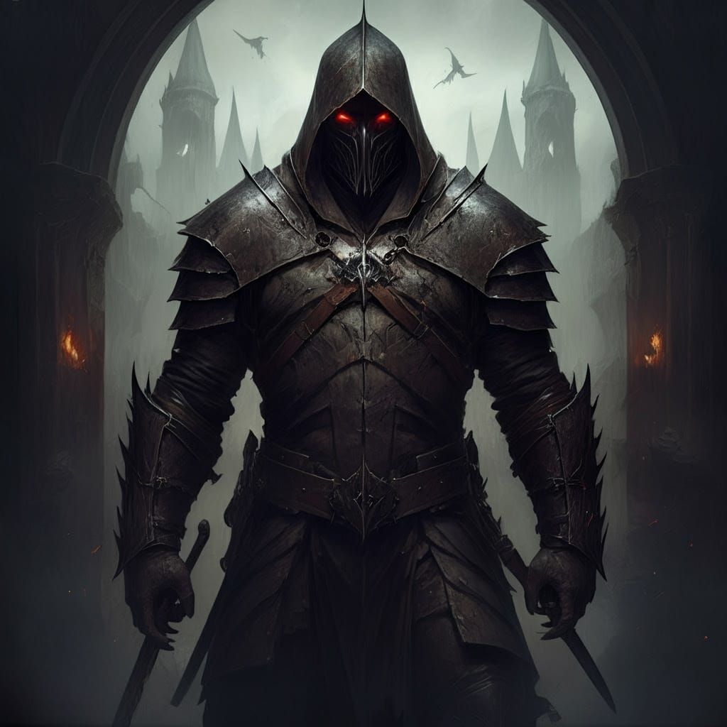 Grimdark Fantasy Scene in Dark Gothic Style