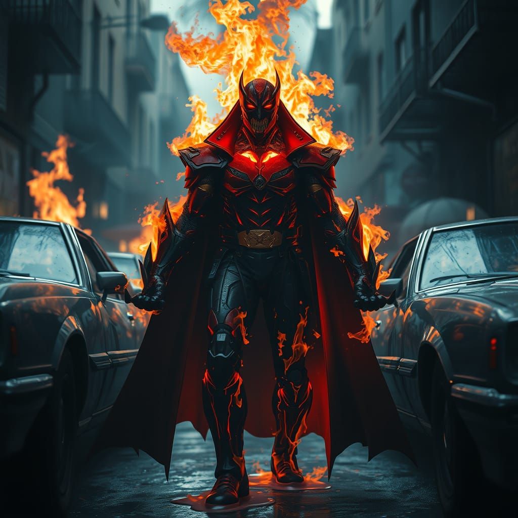 Fire Villain Melts Cars in Dark Cinematic Scene