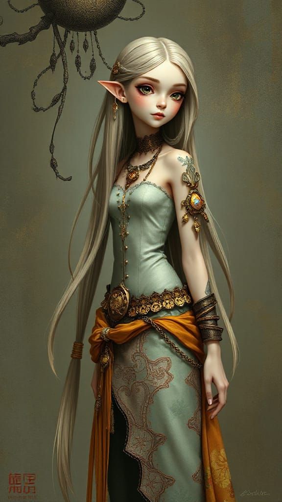 Whimsical Female Character in Dreamy Fantasy Style
