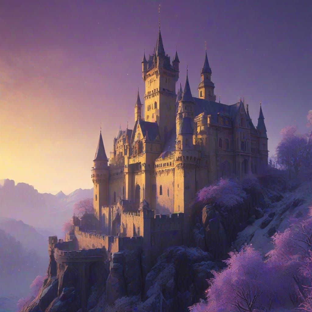 Gothic Castle Radiates Warmth Amidst Winter Snow