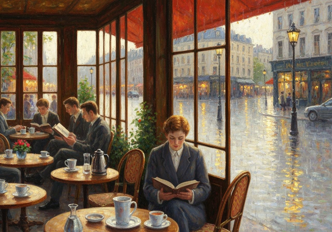Cozy Cafe Scene in Impressionistic Style
