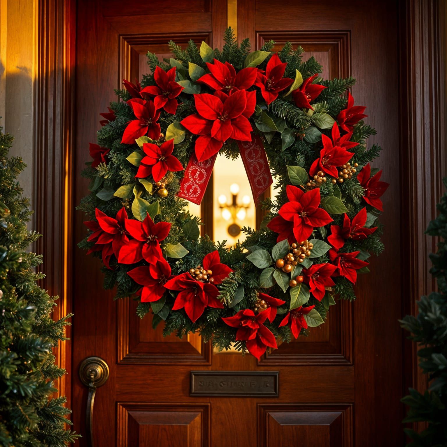 Christmas Wreath in Cinematic Film Still