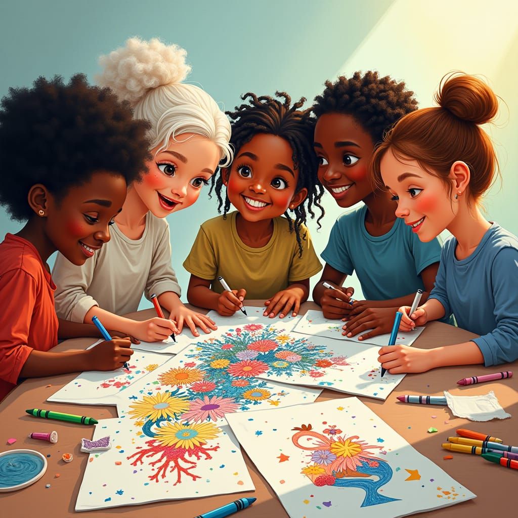 Children's Creative Collaboration in Folk Art Style