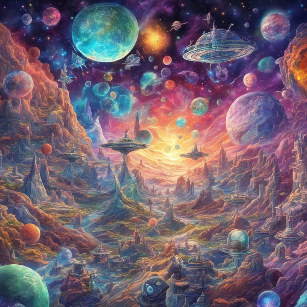 Space Civilization in Rick and Morty Style