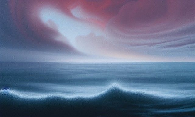 Ocean Vortex in Twilight: Detailed Digital Acrylic Art