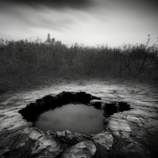 Ominous Post-Apocalyptic Landscape in Dark Academia Style