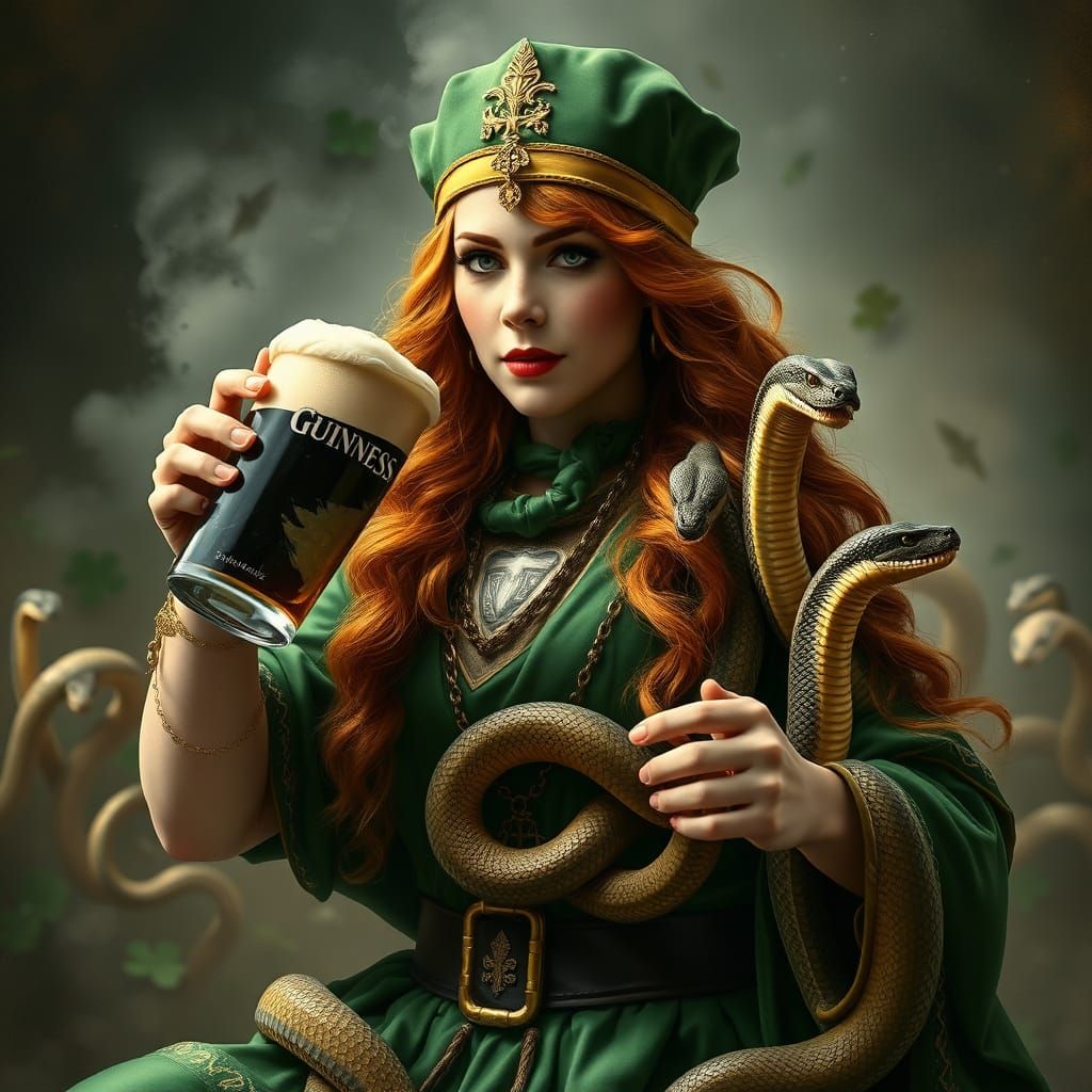 St Patrick Expels Snakes from Ireland in Hyperrealistic Art