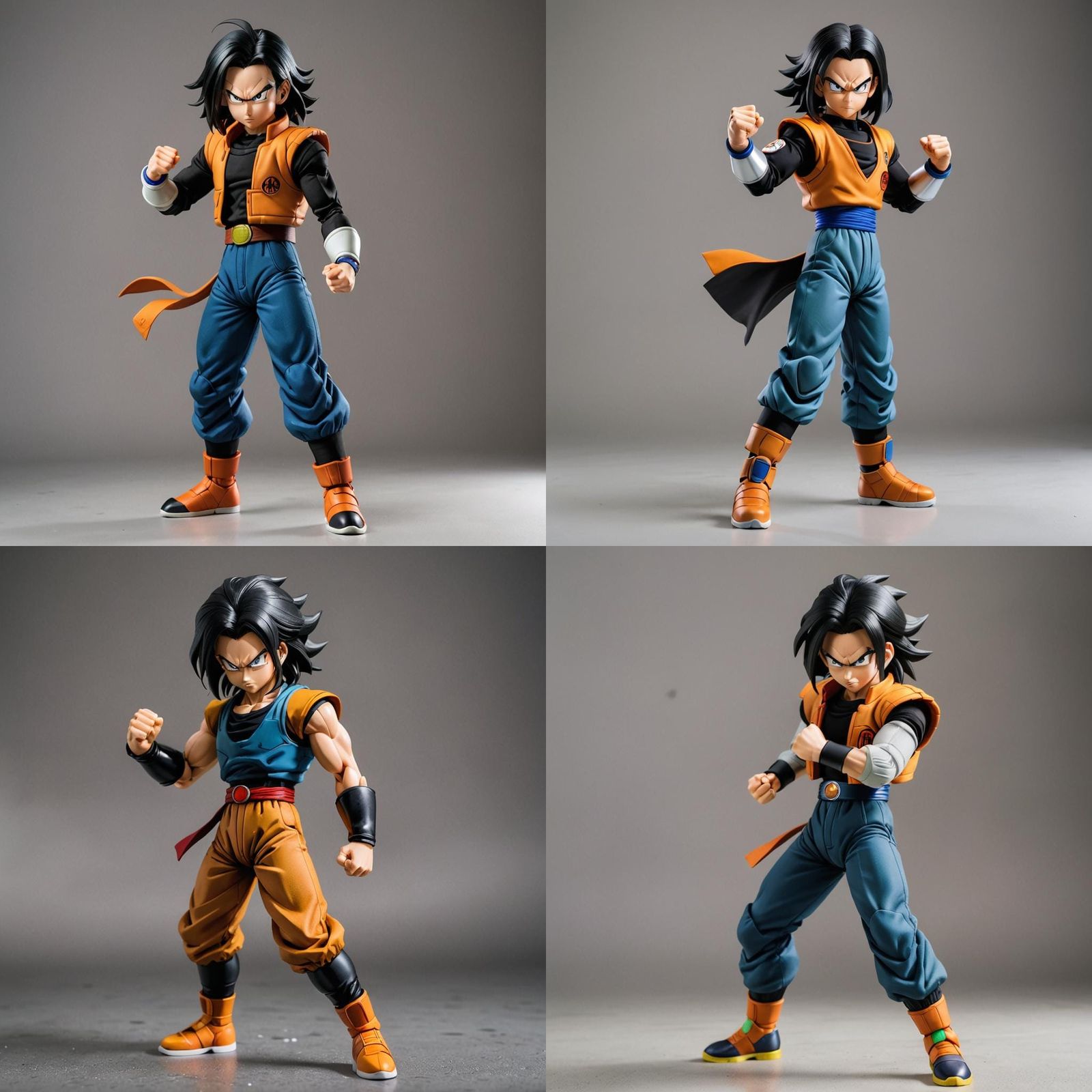 Android 17 Action Pose in Dragon Ball Z Style