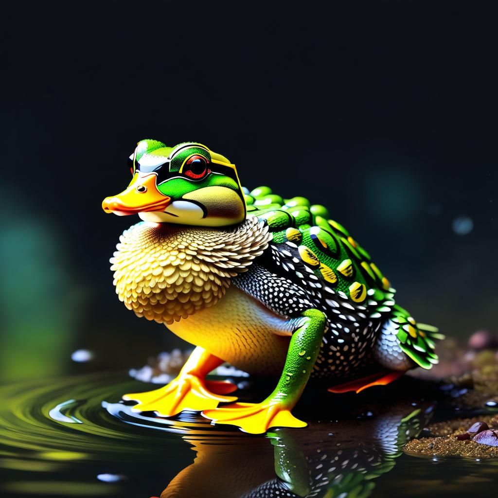 The cute duck frog