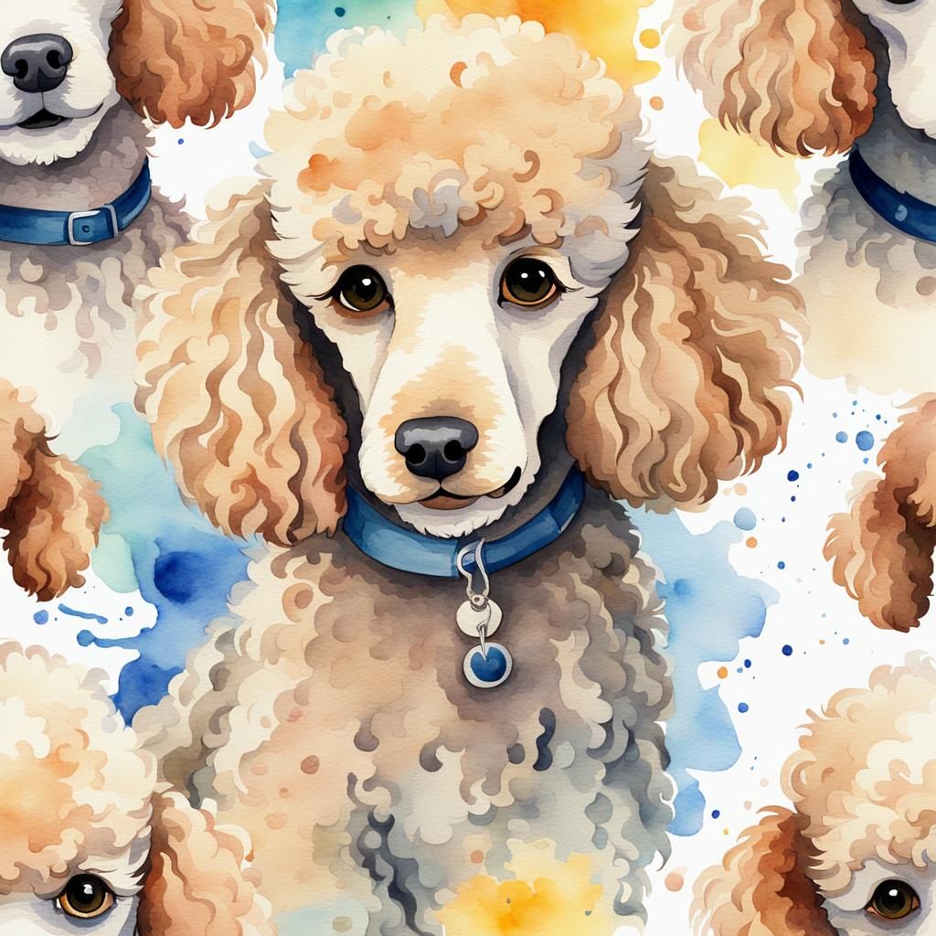 Adorable Poodle in Watercolor Style