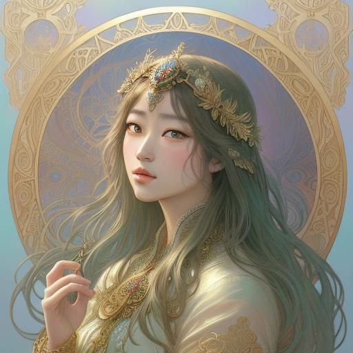 Roseanne Park as Art Nouveau Traveling Bard