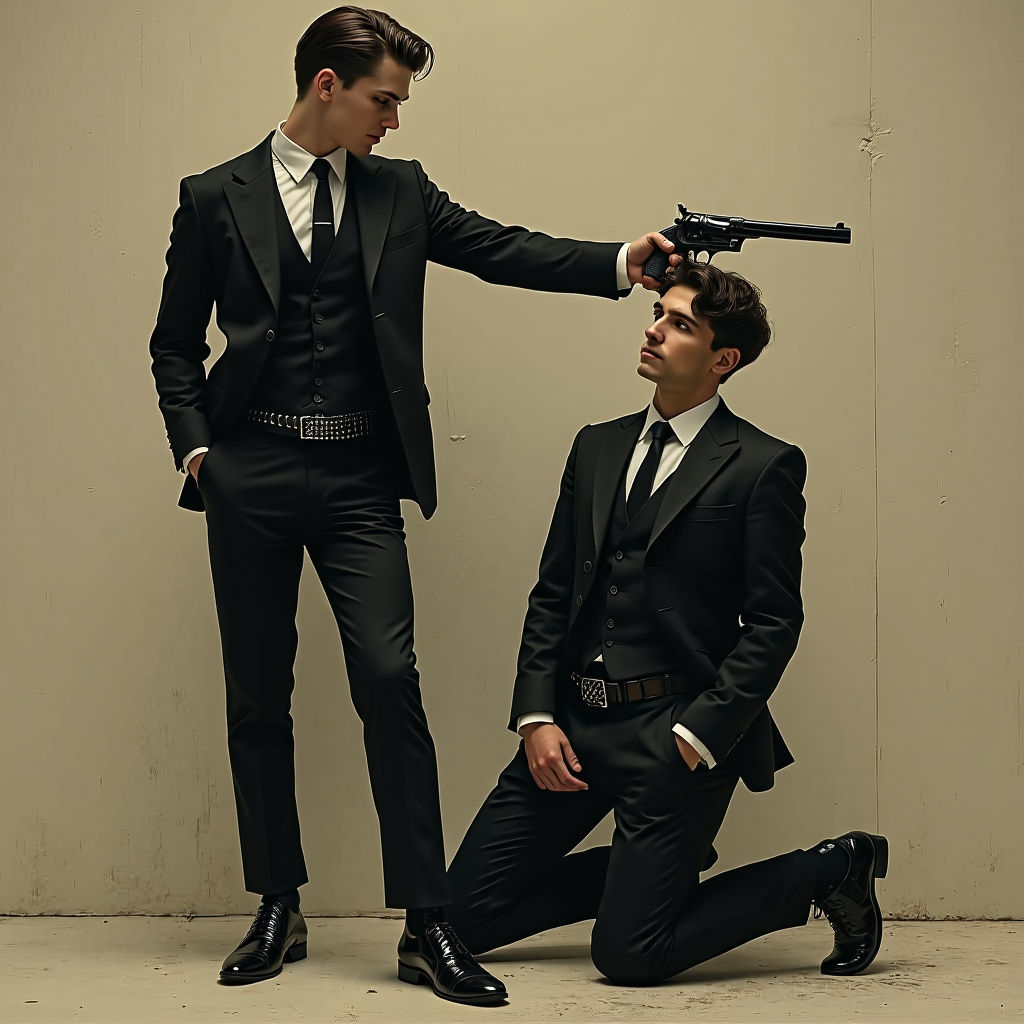 Man in Black Suit with Revolver