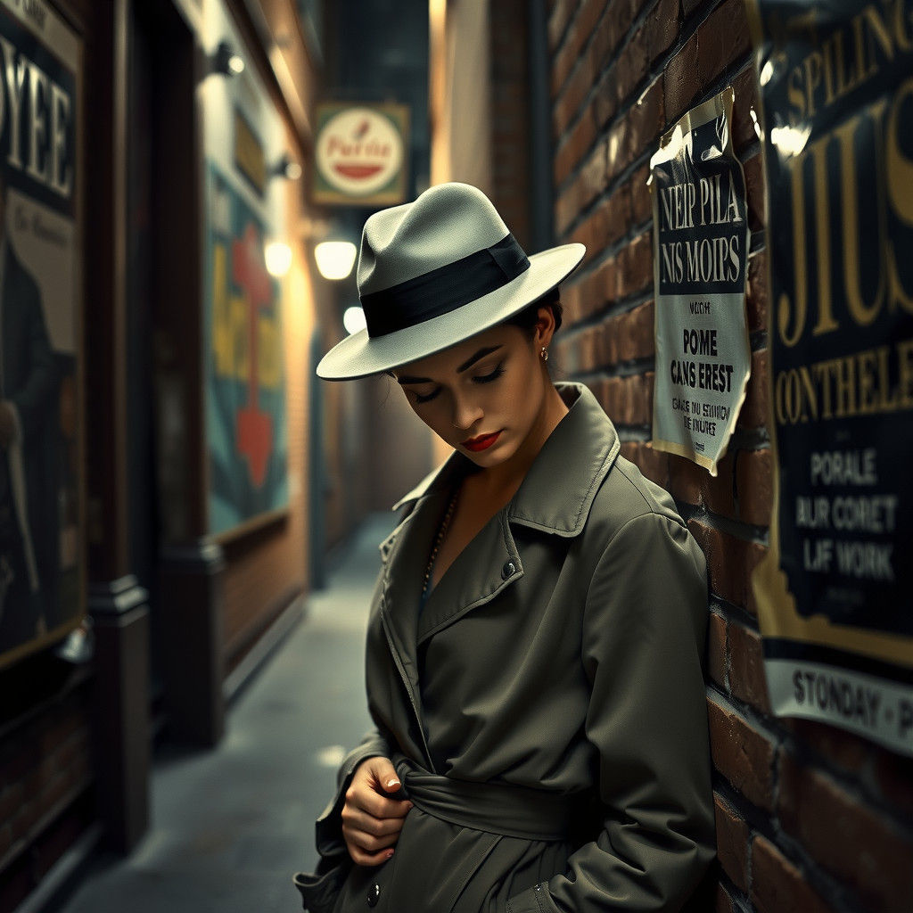 Woman in Hat: Film Noir Style Portrait