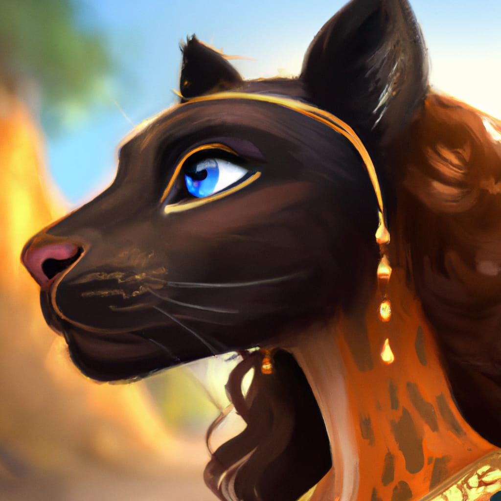 Cartoon Panther Princess with Friendly Expression