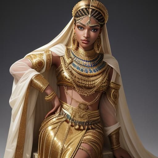 Egyptian Girls in Traditional Dress: High Fashion Portrait