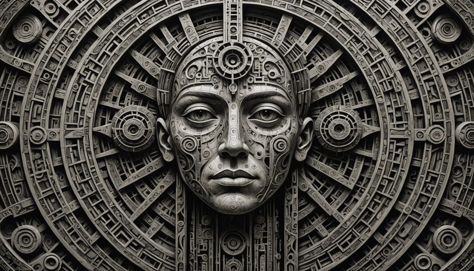 Mystical Architecture Framing Distorted Face