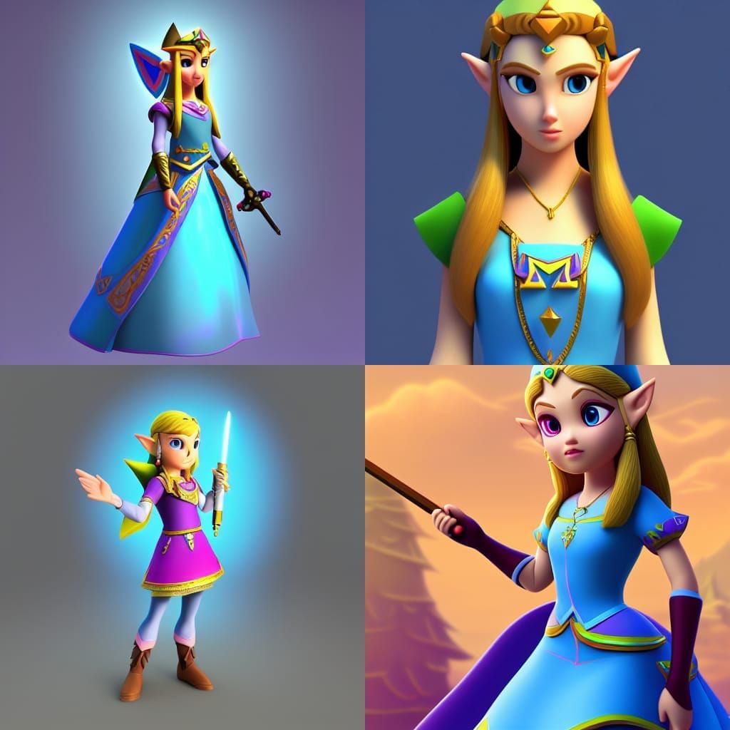 Princess Zelda: Pixar-Style 3D Digital Art