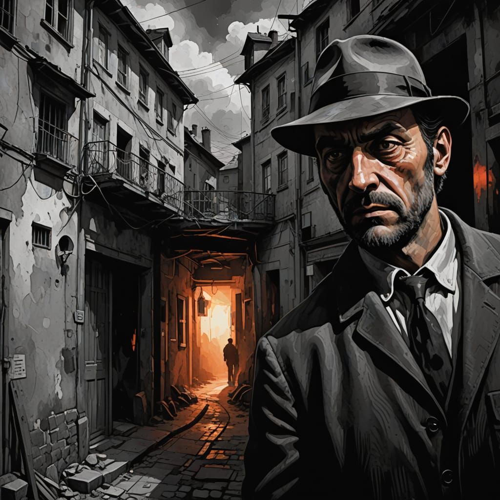 Shadows Confronting in a Noir Alleyway