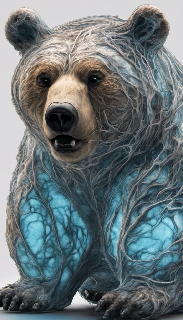 Bioluminescent Bear Cub MRI Body Scan Portrait