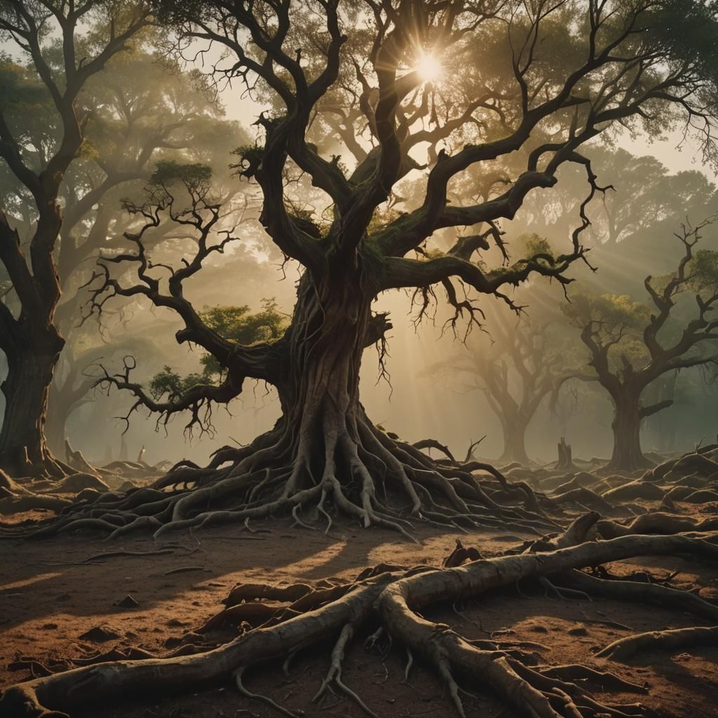 Ethereal Terra Landscape at Sunset in Cinematic Film Style