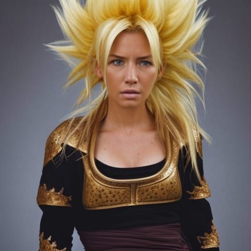 Photorealistic Super Saiyan Female in Live Action Combat