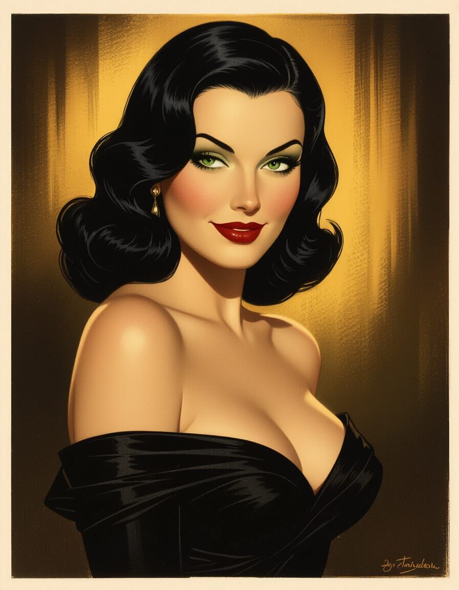 1940s Femme Fatale in Golden Film Noir Glow