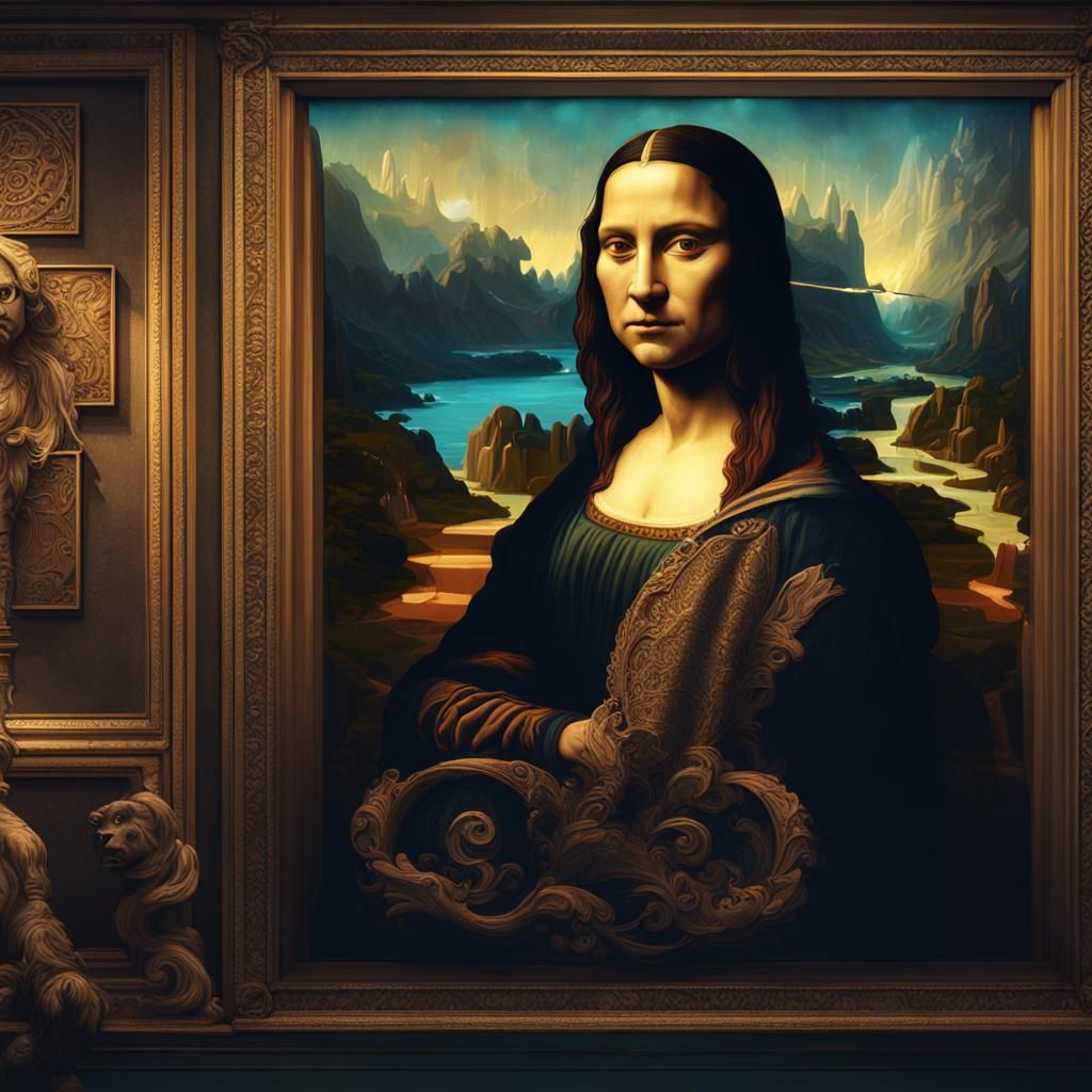 Mona Lisa Reimagined with Among Us Characters