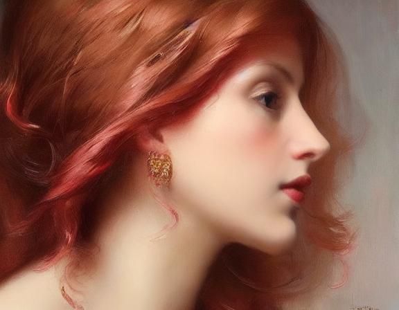 Dreamscape Portrait of Slender Woman with Magenta Hair