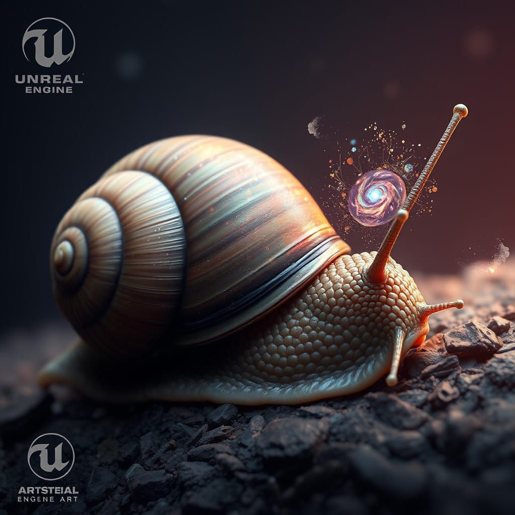 Surreal Snail Embodies Cosmic Wonder in Fantasy Art