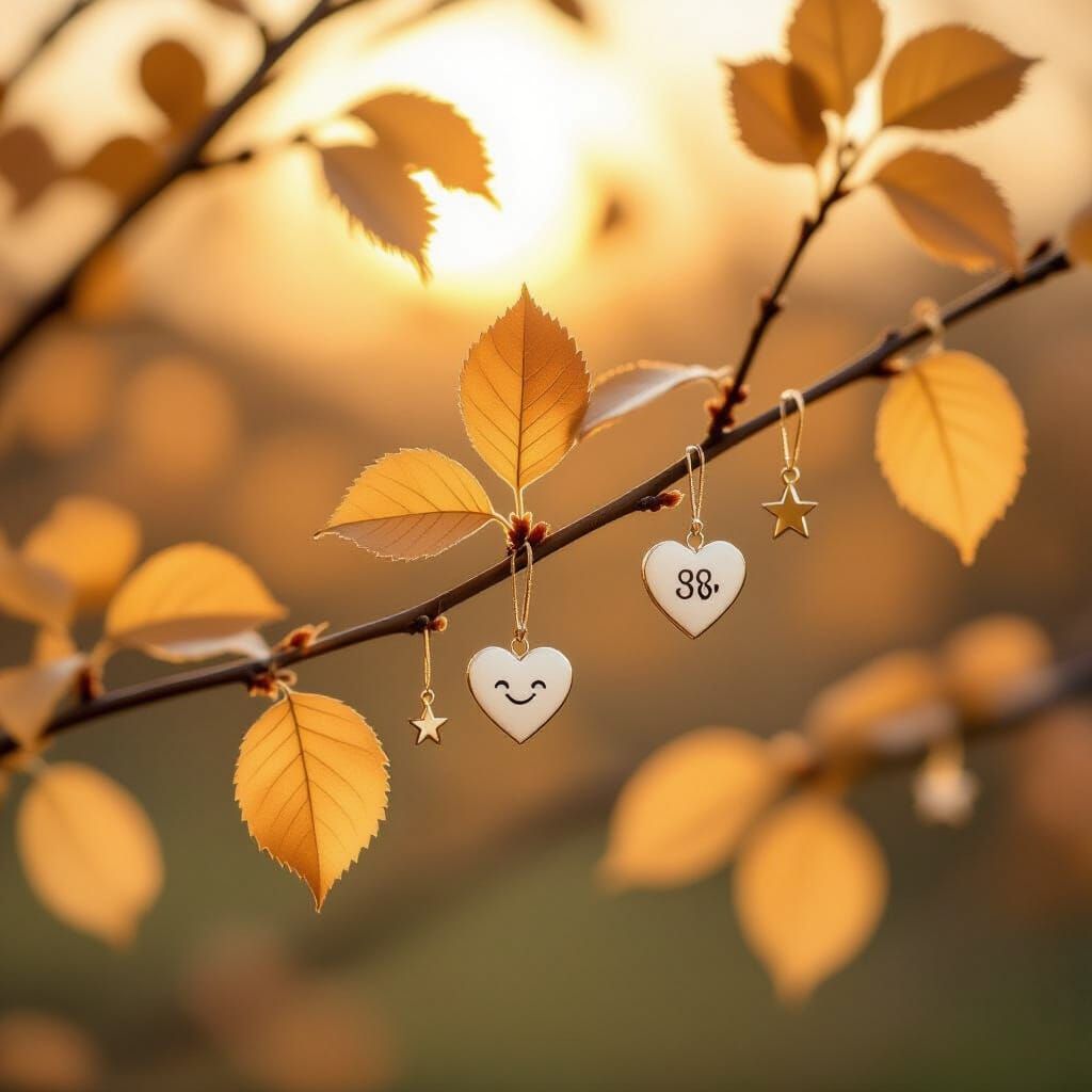 Golden Autumn Leaves with Zodiac Charms