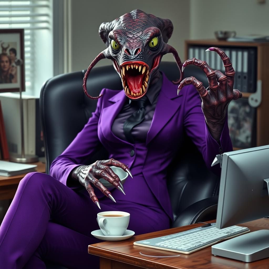 Gothic Monster Office Lady in Elegant Style