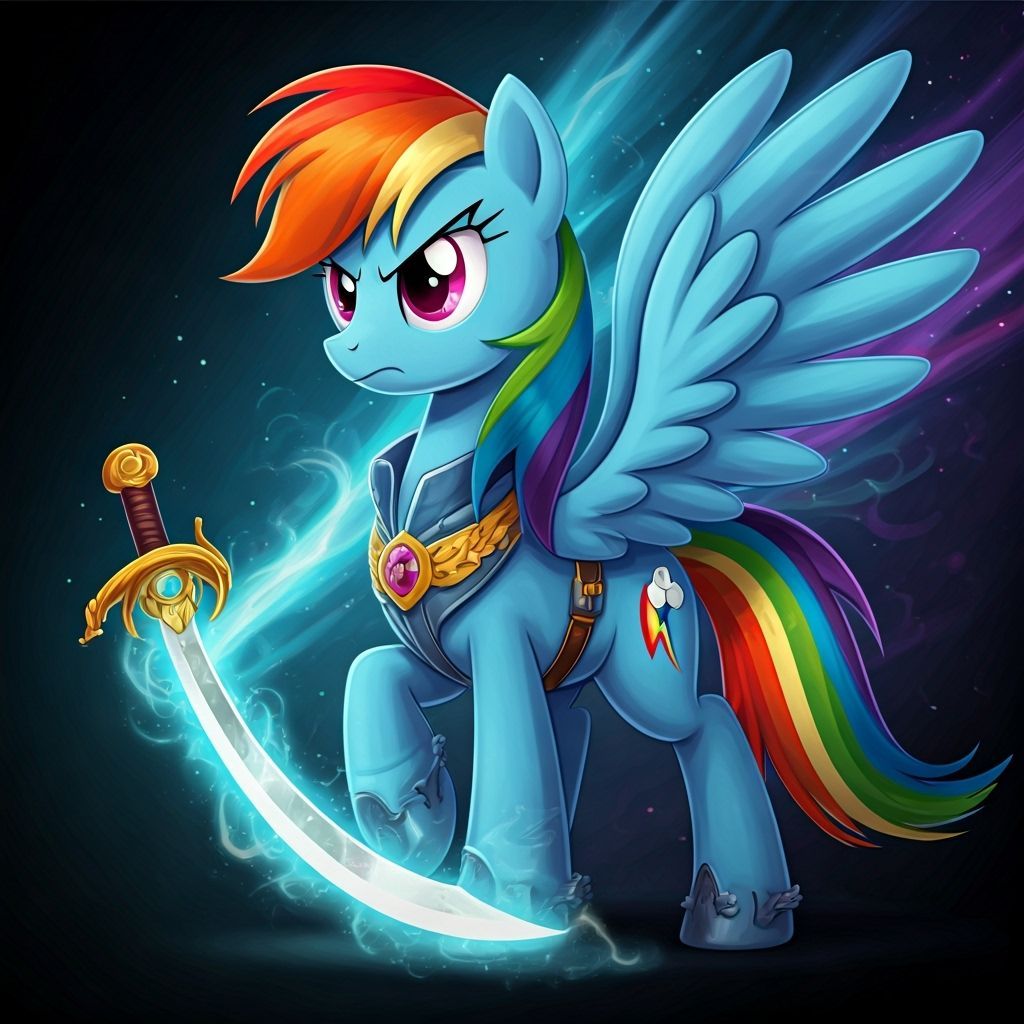 Rainbow Dash Wind Mage Knight in Comic Book Style