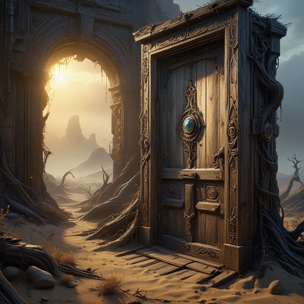 Ethereal Desert Door in Golden Light