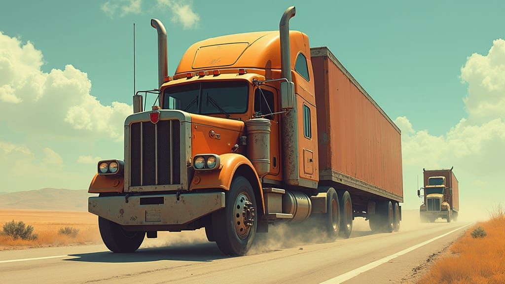 Road Pirates Capture Robotic Truck: Cyberpunk Dystopia