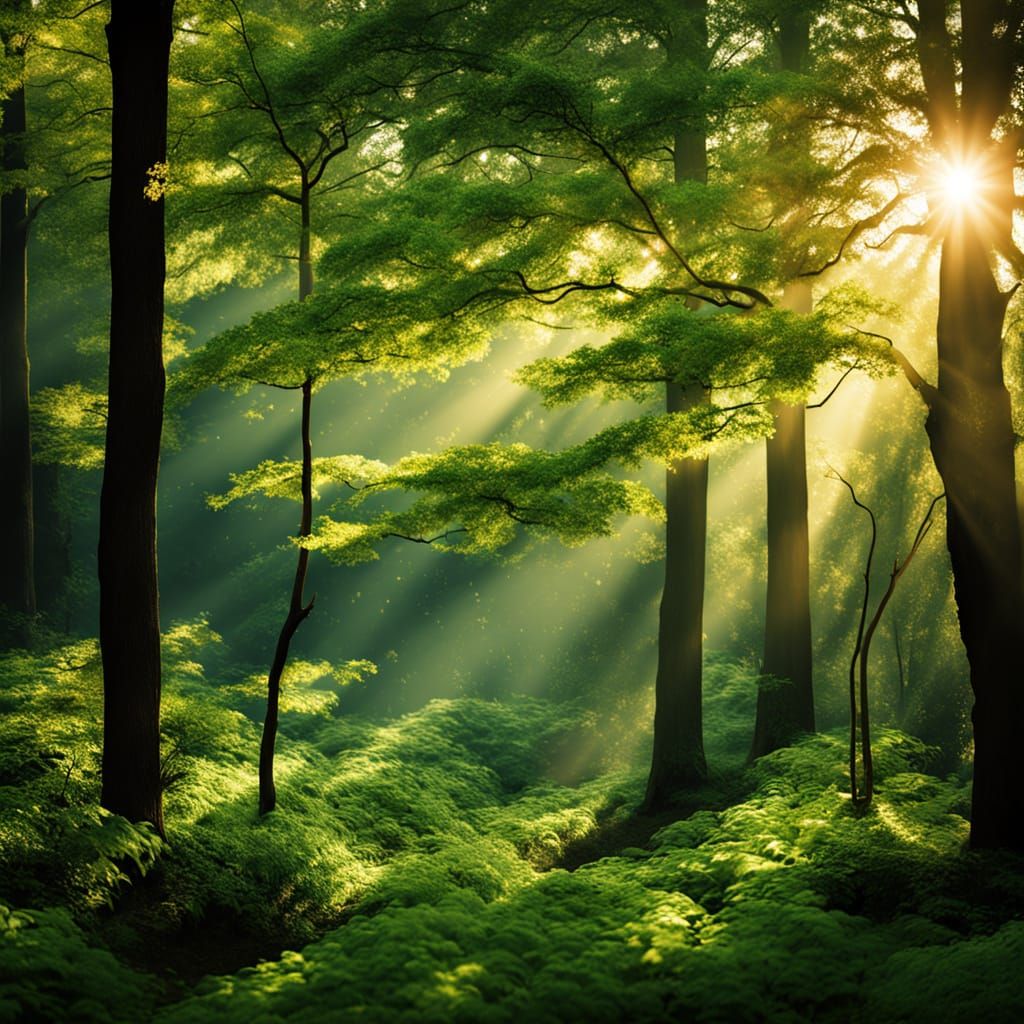 Lush Forest Landscape in Vibrant Naturalistic Style