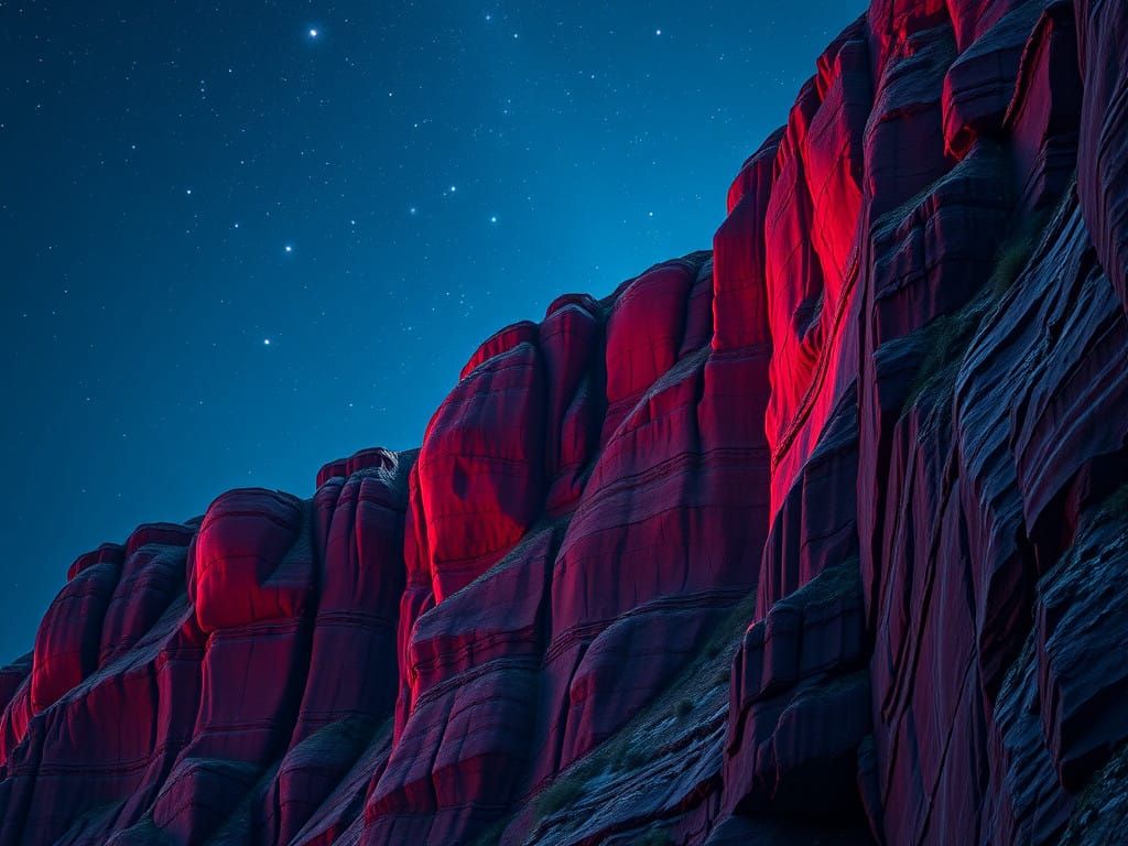 Vibrant Red Rock Formation in Infinity Space