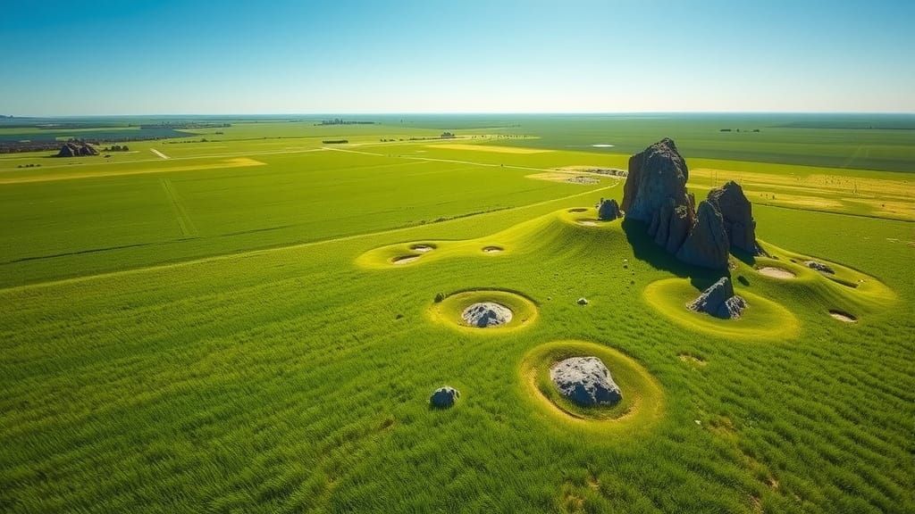 Expansive Plains Landscape with Rocky Outcrops in Photoreali...