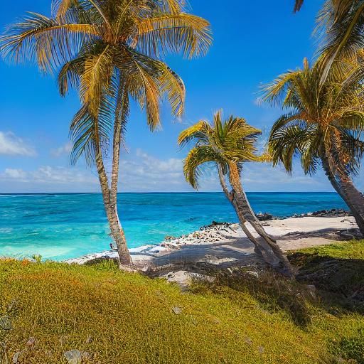 Caribbean Island Palm Tree in Impressionist Style