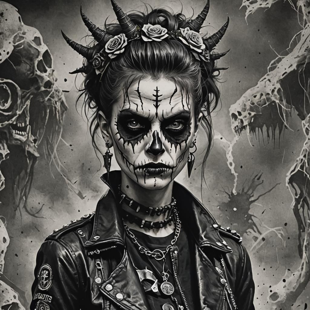 Punk Horror Winged Demon Woman