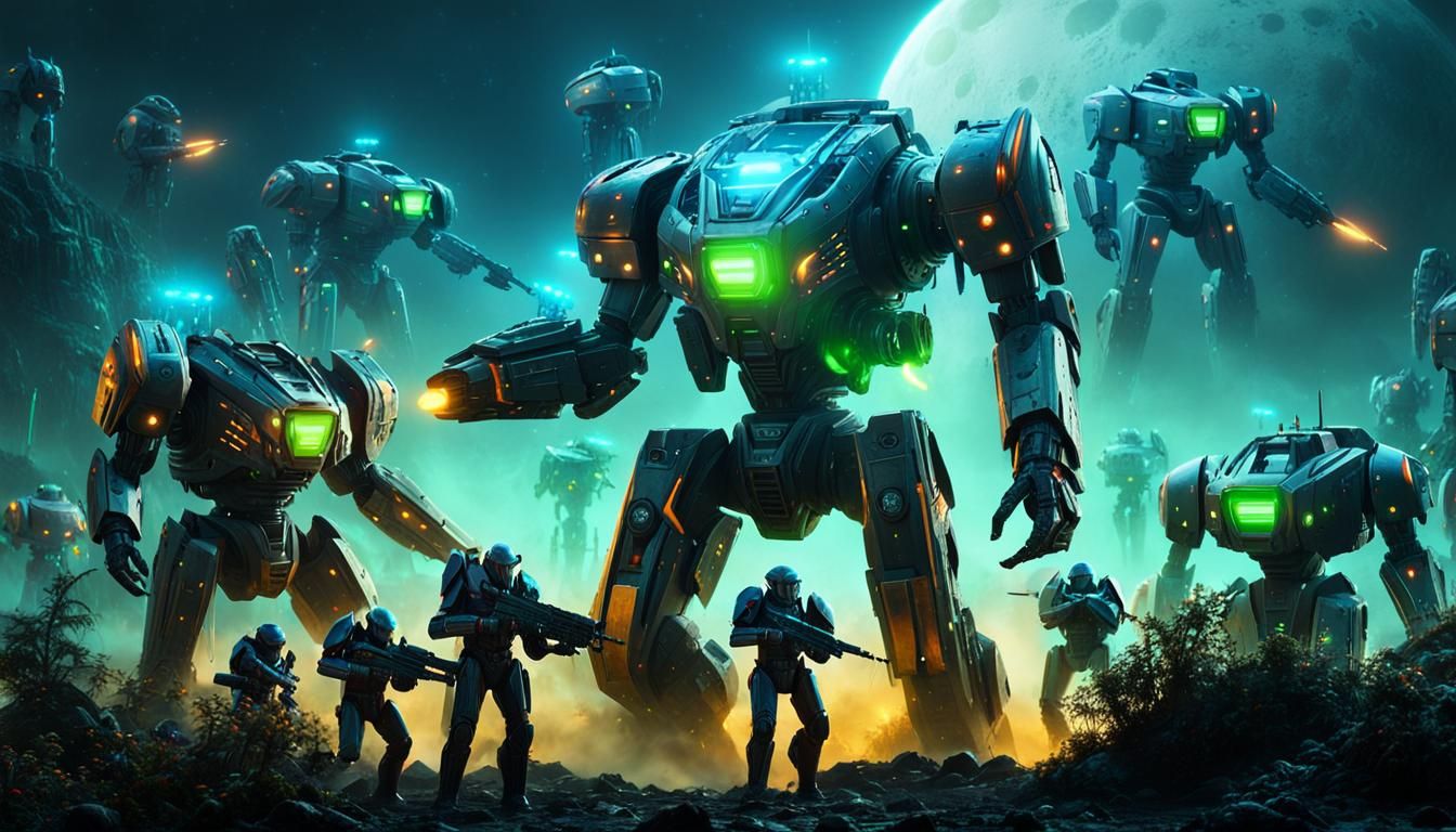 Epic Sci-Fi Robot Battle on Alien Moon