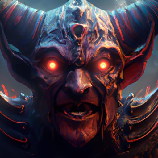Detailed Devil Face in Comic Book Art Style