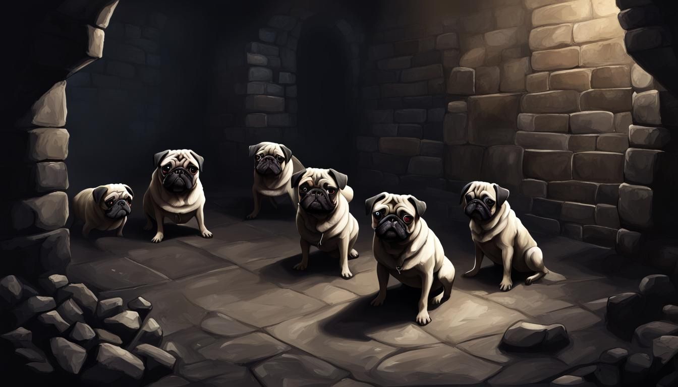 Realistic Pugs in a Dark, Dusty Dungeon