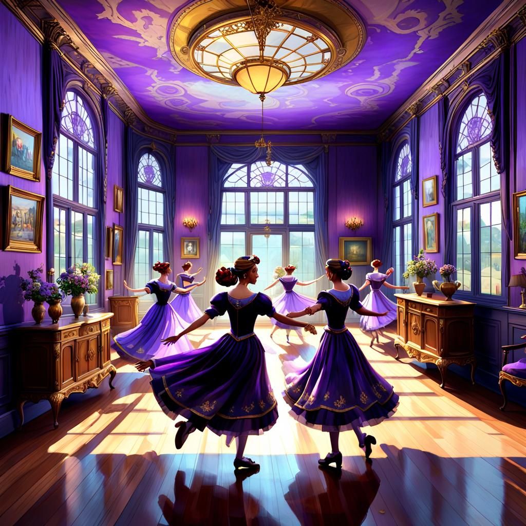 Colorful Square Dance in Art Nouveau Style