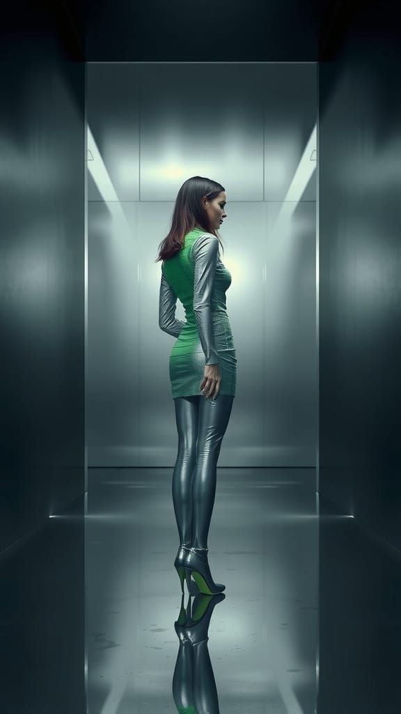 Surreal Silver Woman in Dreamlike Negative Space