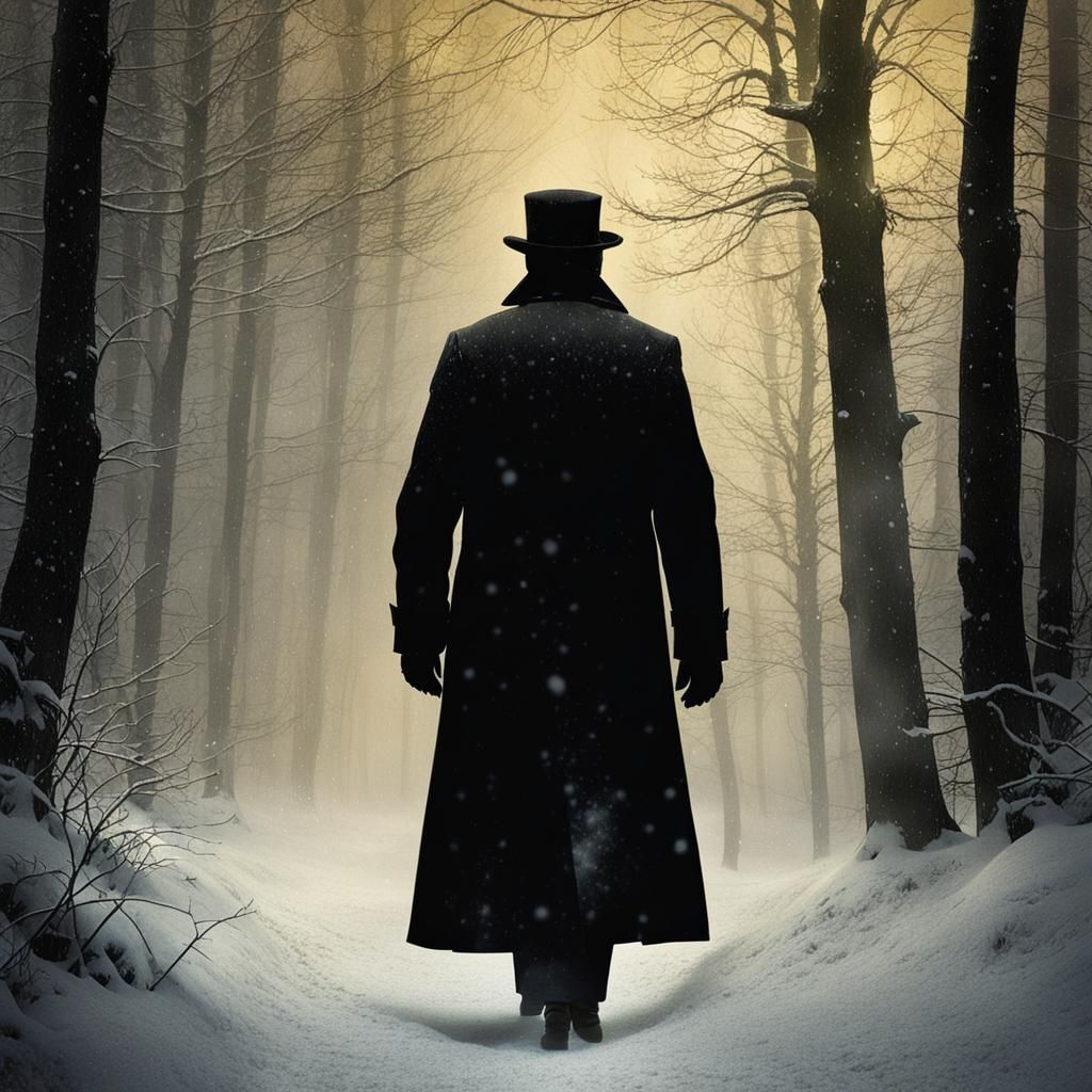 Gothic Victorian Christmas Card in Dark Style