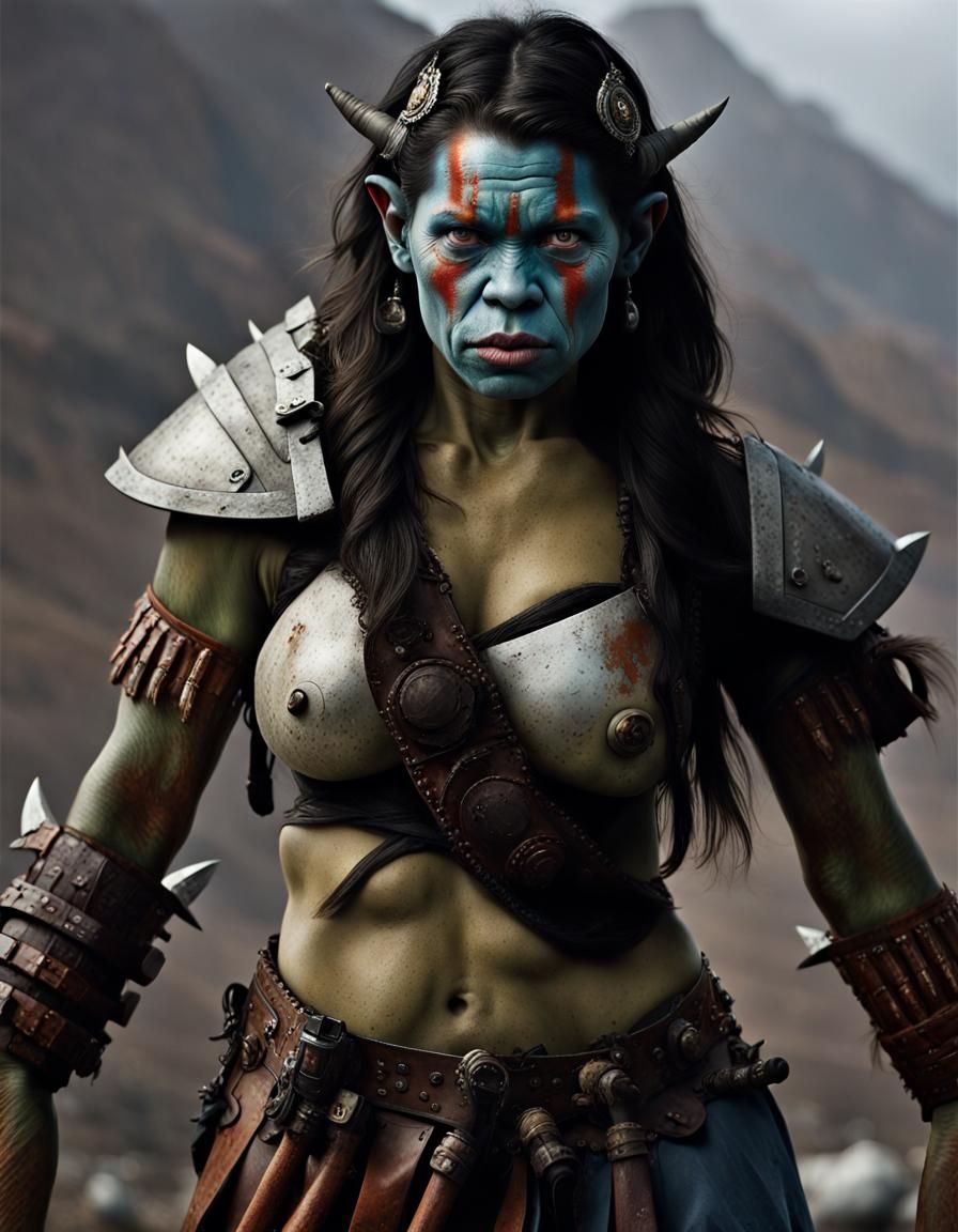 Fierce Female Orc Portrait in Professional Photography Style