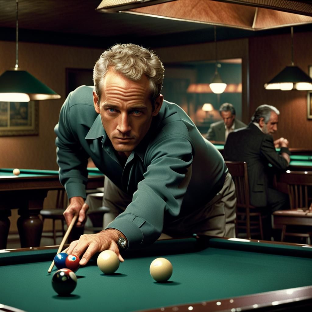 Intense Pool Player in Cinematic Digital Painting