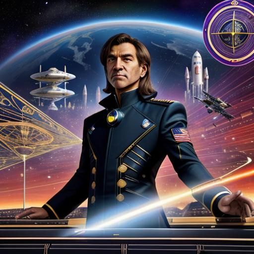 Art Nouveau Spaceport Scene in Hyperrealist Style