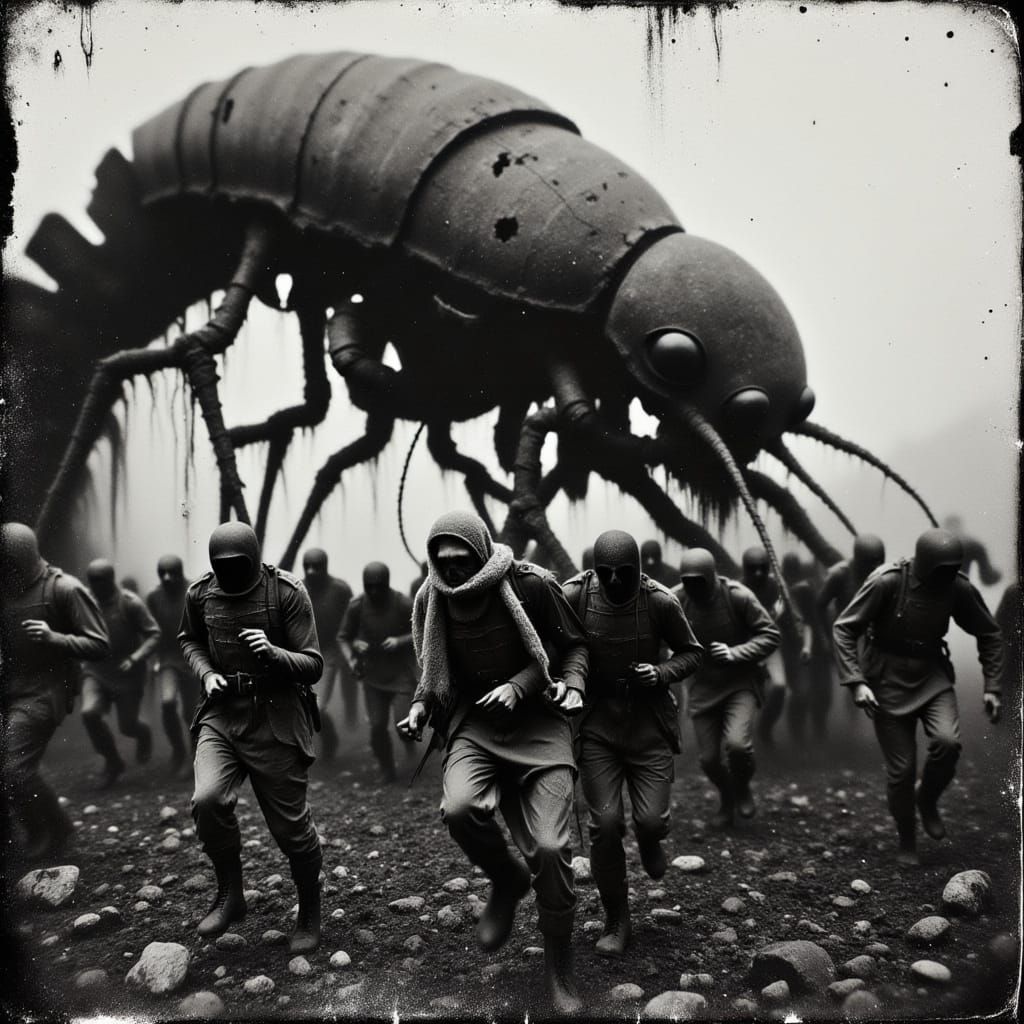 Surreal Horror: WWI Soldiers Flee Mechanical Abomination